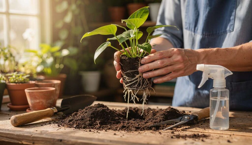 Der Fehler beim Umtopfen im Frühjahr der die empfindlichsten Wurzeln abbrechen lässt